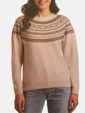 Weatherproof Vintage Women's Sweater Fair Isle Pullover Size Medium Color Cream